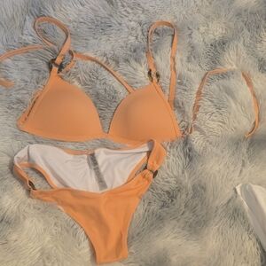 PINK Victoria's Secret Orange and White Bikini Swimwear